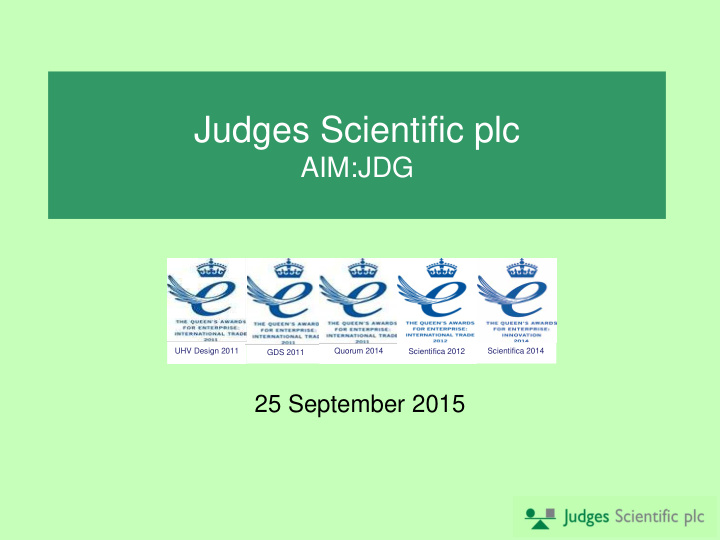 judges scientific plc