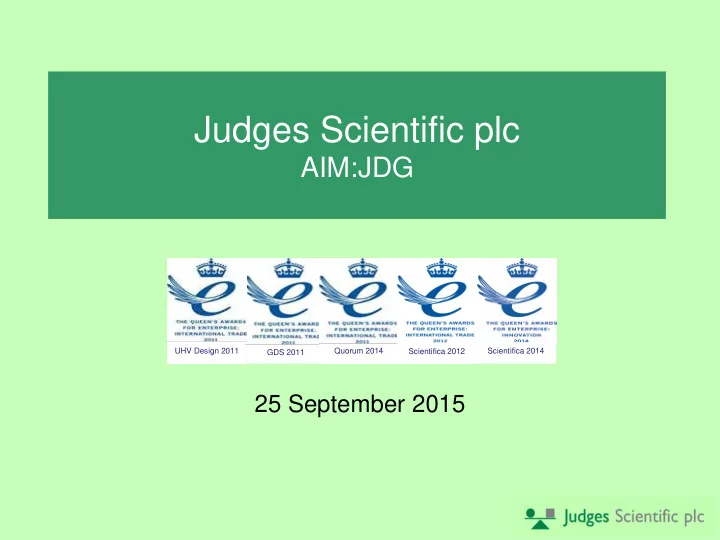 judges scientific plc