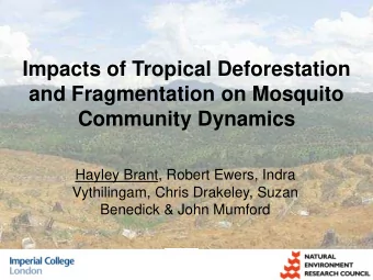 Impacts of Tropical Deforestation  and Fragmentation on Mosquito  Community Dynamics Hayley Brant,