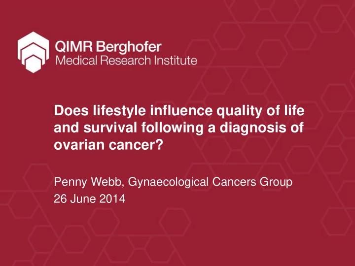 and survival following a diagnosis of