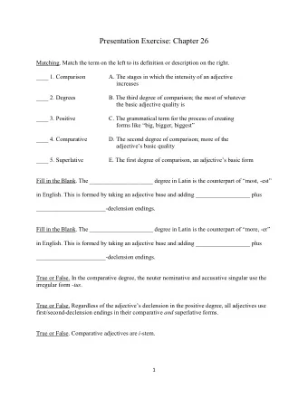 Presentation Exercise: Chapter 26  Matching. Match the term on the left to its definition or
