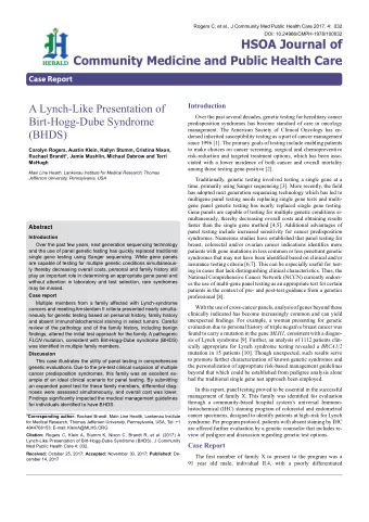 A Lynch-Like Presentation of  Introduction  Over the past several decades, genetic testing for