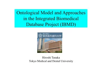 OntologicalModelandApproaches  intheIntegratedBiomedical