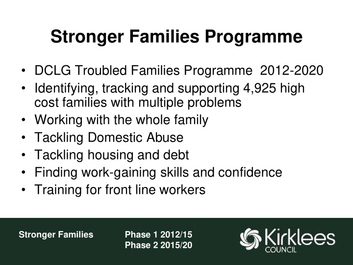 stronger families programme dclg troubled families