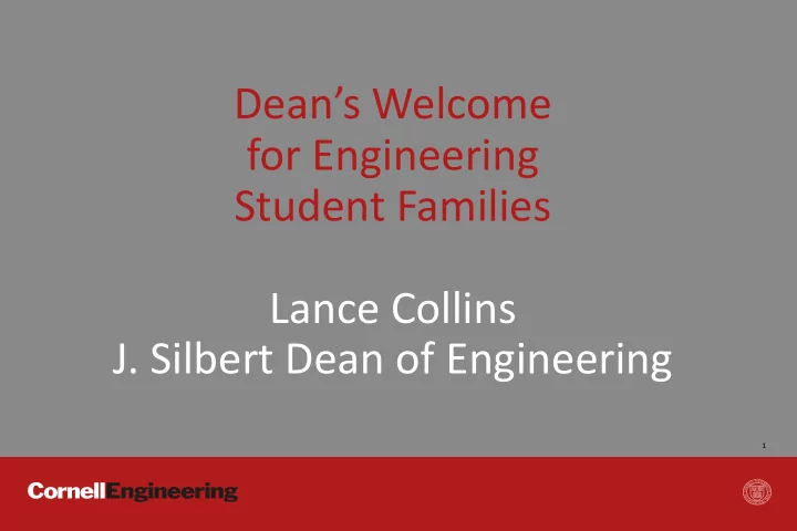 dean s welcome for engineering student families lance