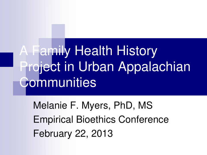 a family health history project in urban appalachian