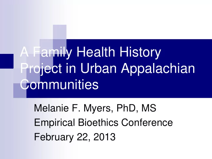 a family health history project in urban appalachian