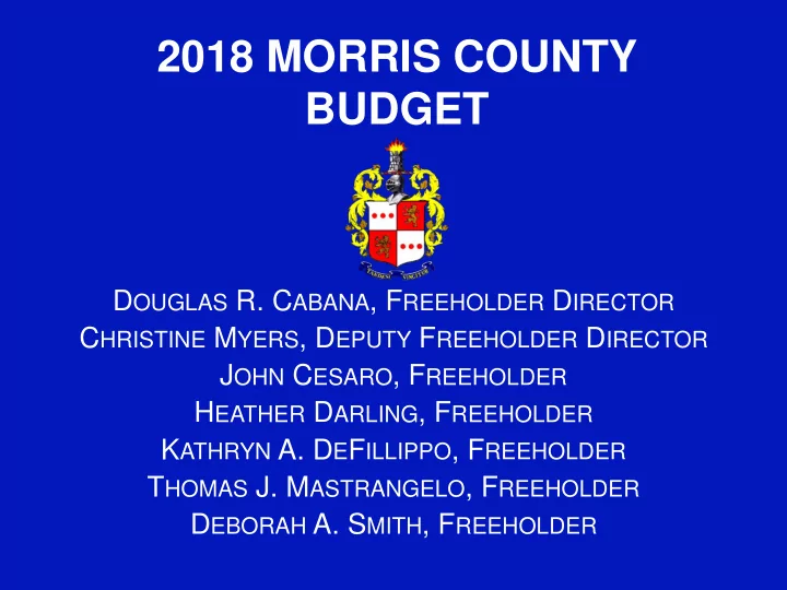 2018 morris county budget