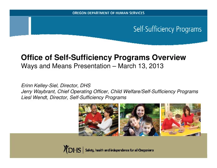 office of self sufficiency programs overview