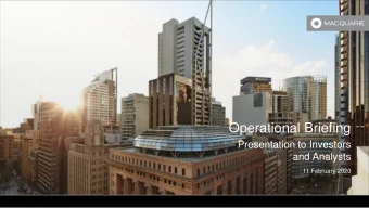 Operational Briefing  Presentation to Investors  and Analysts  11 February 2020  Macquarie  I  2020