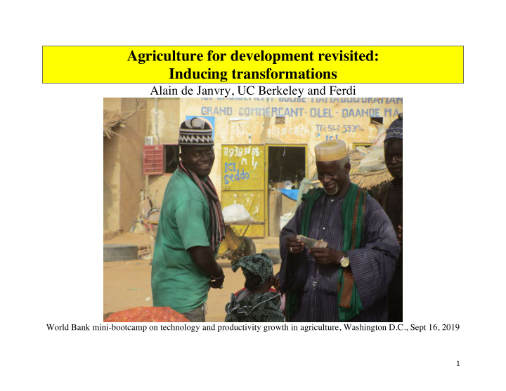 agriculture for development revisited inducing