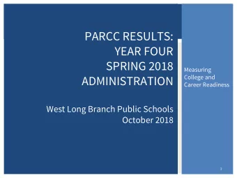 SPRING 2018  Measuring  ADMINISTRATION  College and  Career Readiness  West Long Branch Public