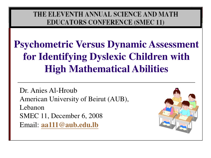 psychometric versus dynamic assessment for identifying