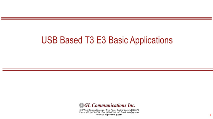usb based t3 e3 basic applications