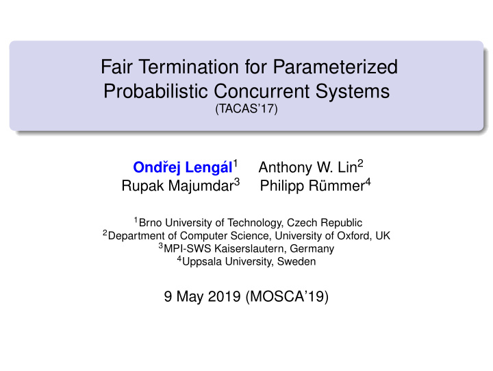 fair termination for parameterized probabilistic