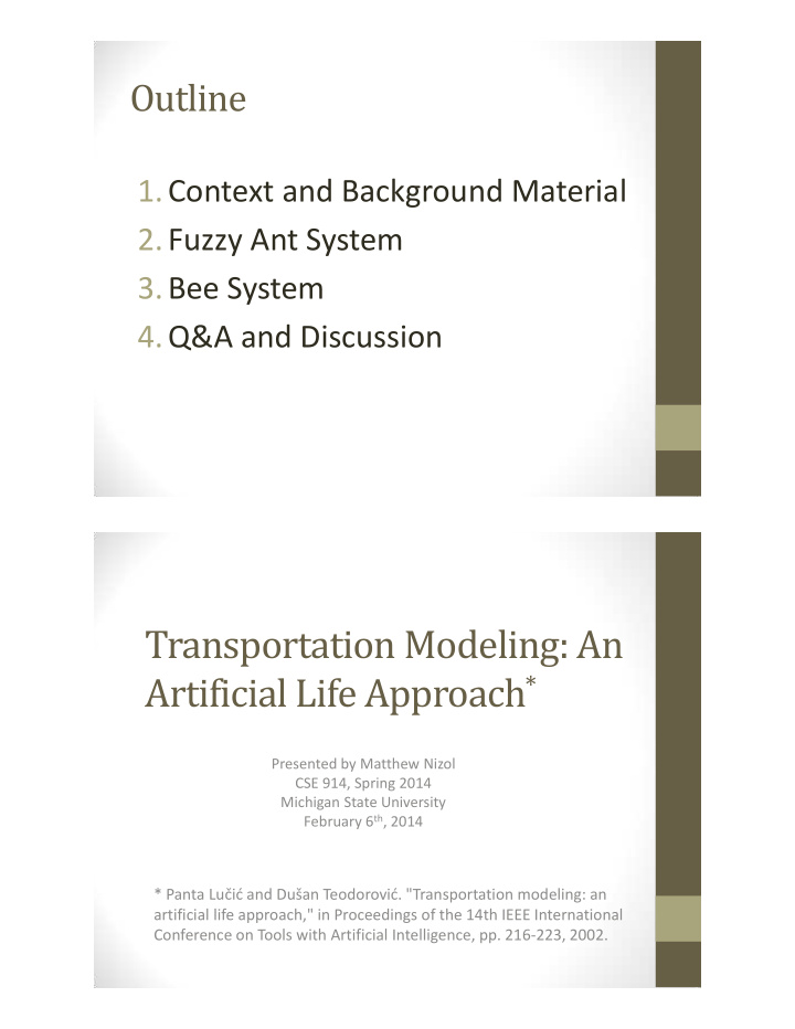 transportation modeling an