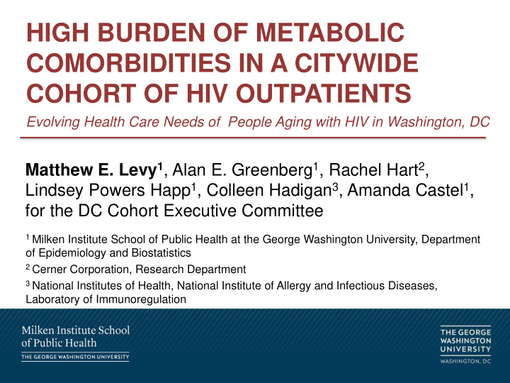 high burden of metabolic comorbidities in a citywide