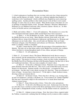 Presentation Notes  1. A brief explanation of spellings that you can share with your class: Islam