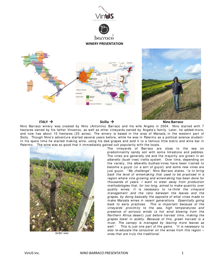 winery presentation italy sicilia nino barraco