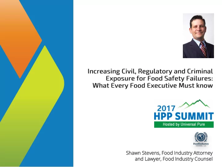 shawn steven ens food od industry ry attorn orney ey and