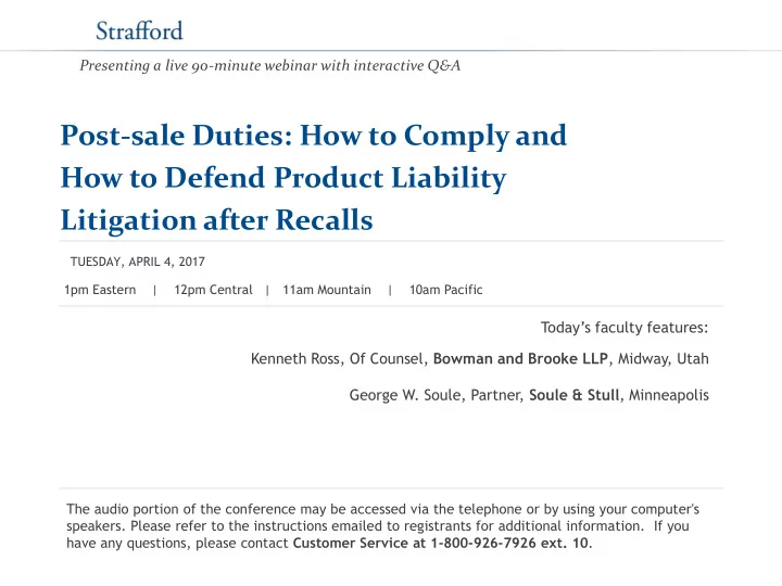 post sale duties how to comply and how to defend product