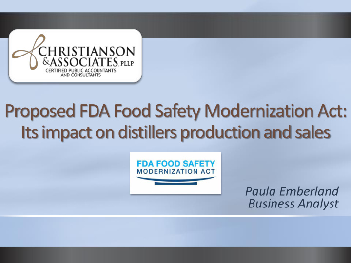 proposed fda food safety modernization act