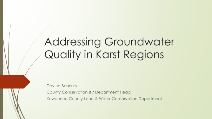 quality in karst regions