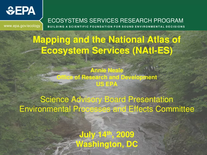 mapping and the national atlas of ecosystem services natl