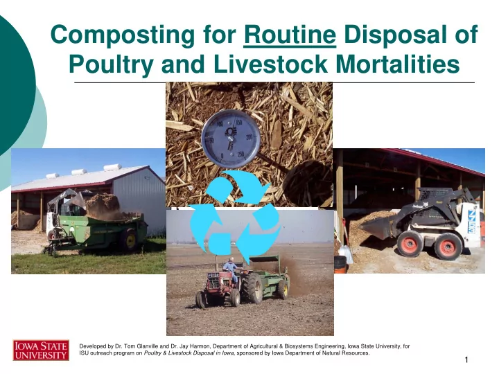 composting for routine disposal of poultry and livestock