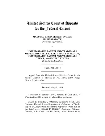 United States Court of Appeals  for the Federal Circuit  ______________________ MADSTAD