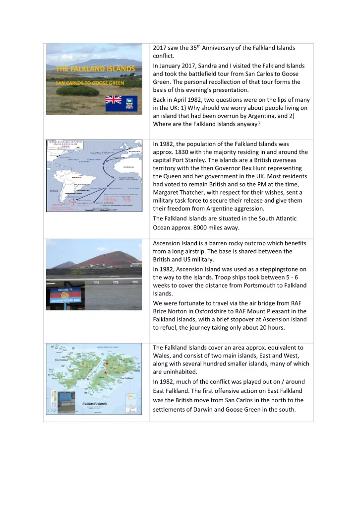 2017 saw the 35 th anniversary of the falkland islands