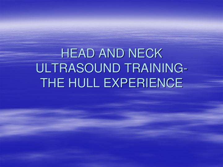 head and neck ultrasound training