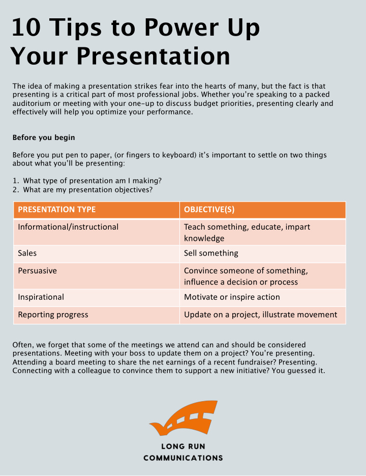 10 tips to power up your presentation