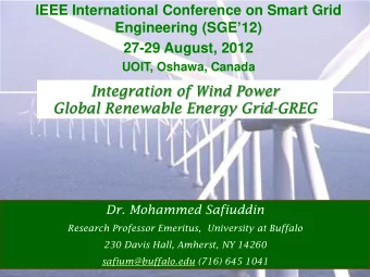 IEEE International Conference on Smart Grid Engineering (SGE  12)  27-29 August, 2012  UOIT,
