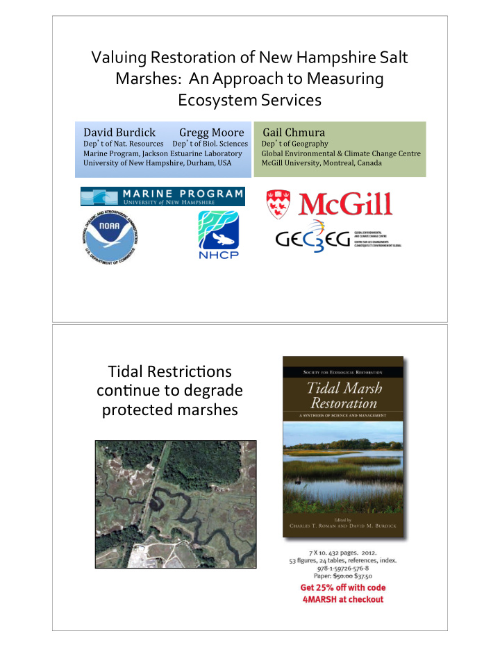 valuing restoration of new hampshire salt marshes an