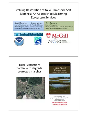 Valuing(Restoration(of(New(Hampshire(Salt(  Marshes:((An(Approach(to(Measuring( Ecosystem(Services