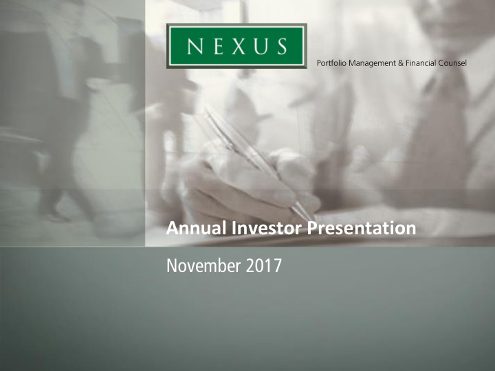 annual investor presentation