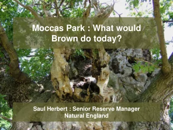 Moccas Park : What would  Brown do today?  Saul Herbert : Senior Reserve Manager  Natural England