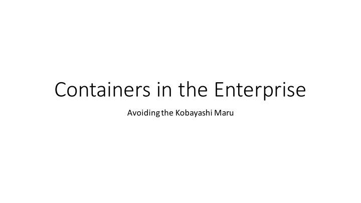 containers in the enterprise
