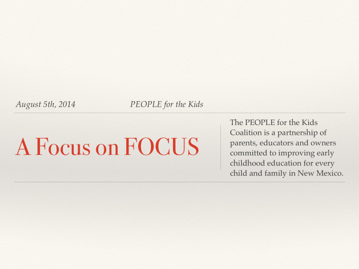 a focus on focus