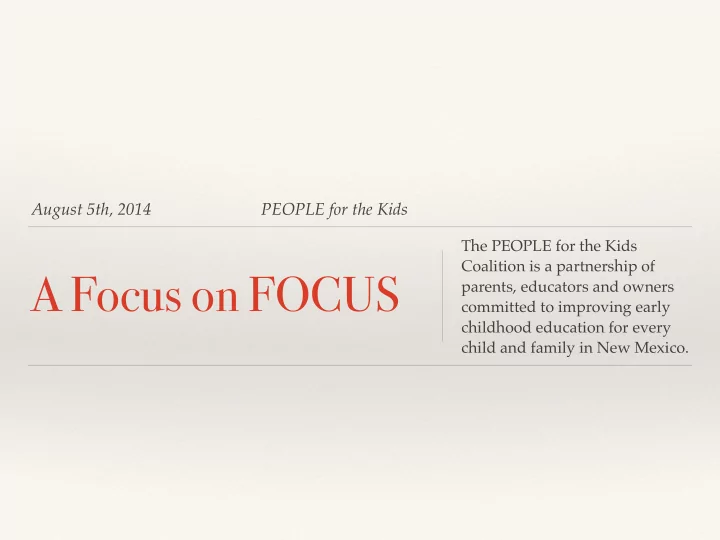 a focus on focus
