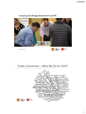 Public Involvement  What We Do for UDOT  1  11/8/2016 Book Definition  Public Involvement  A