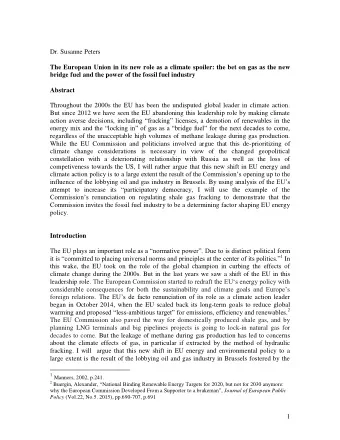Dr. Susanne Peters  The European Union in its new role as a climate spoiler: the bet on gas as the