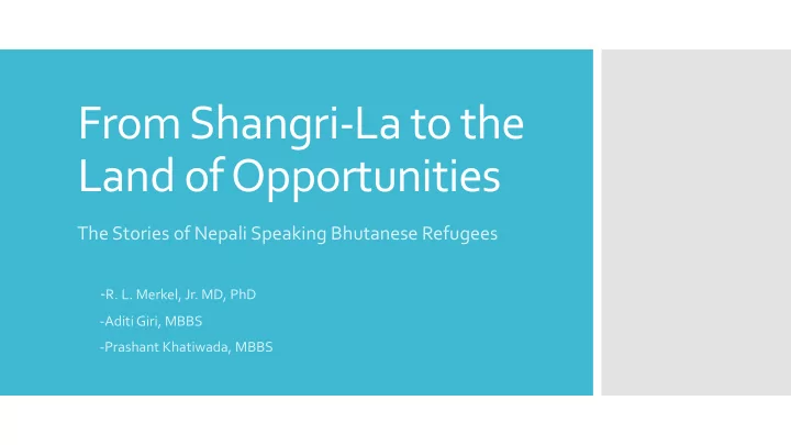 from shangri la to the