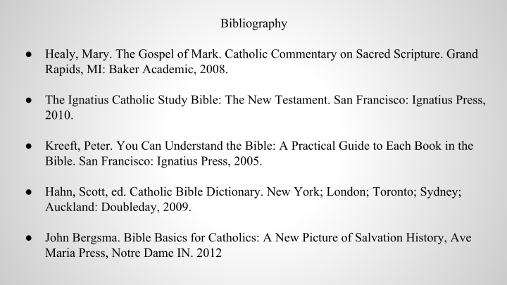 bibliography healy mary the gospel of mark catholic