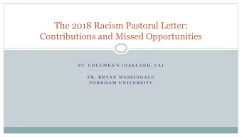 Contributions and Missed Opportunities  S T .  C O L U M B A  S  ( O A K L A N D ,  C A )  F R .