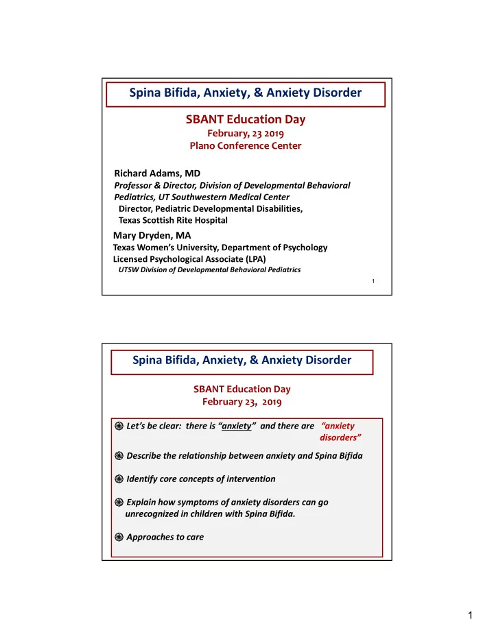 spina bifida anxiety amp anxiety disorder