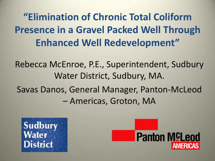 elimination of chronic total coliform