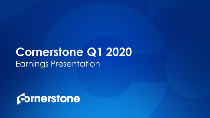 cornerstone q1 2020
