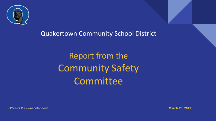 report from the community safety committee